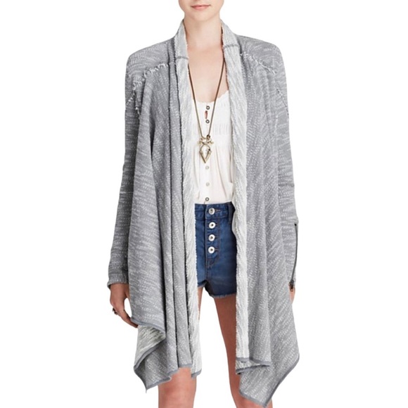Free People “In the Loop” gray boho cardigan - Picture 2 of 8